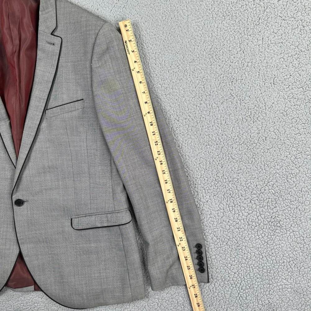 NEXT Signature Angelico Super 100s Blazer Men 46R Grey Slim Fit Woven in Italy